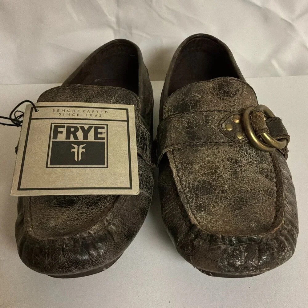 FRYE LEATHER SULLIVAN RINGS DRIVING MOCCASINS SIZE 7.5 MENS